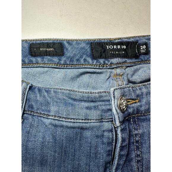 Torrid Premium Women’s Distressed Boyfriend Jeans Blue Plus Size 20 Stretch - Picture 5 of 7